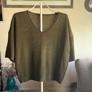 Olive V-Neck Women's Sweater